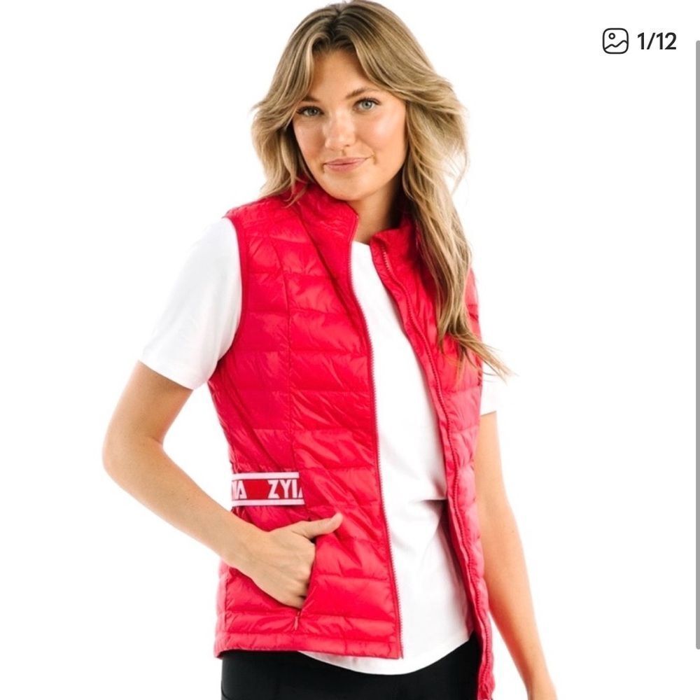 Zyia Active Red Alpine Down Full Zip Puffer Vest Women XL